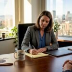 Attorney consulting client in Colorado office