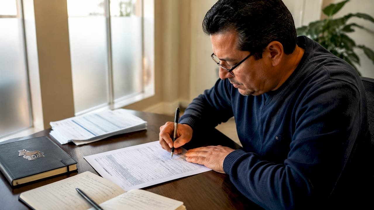 Man filling out police report request form