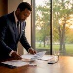 Attorney reviewing car accident claim documents
