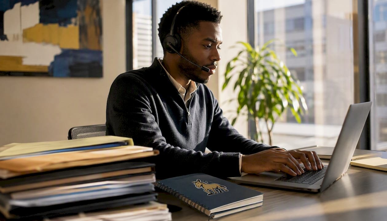 Legal assistant making a client phone call