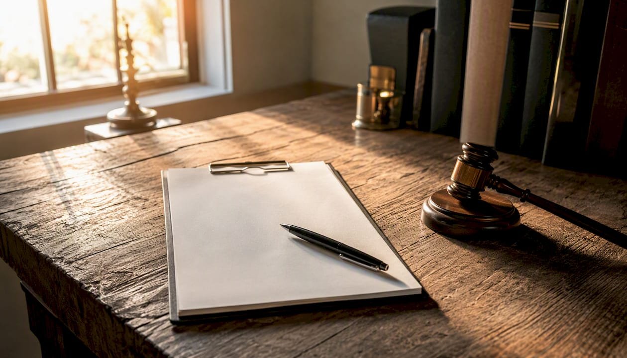 Legal document and pen ready for preparation
