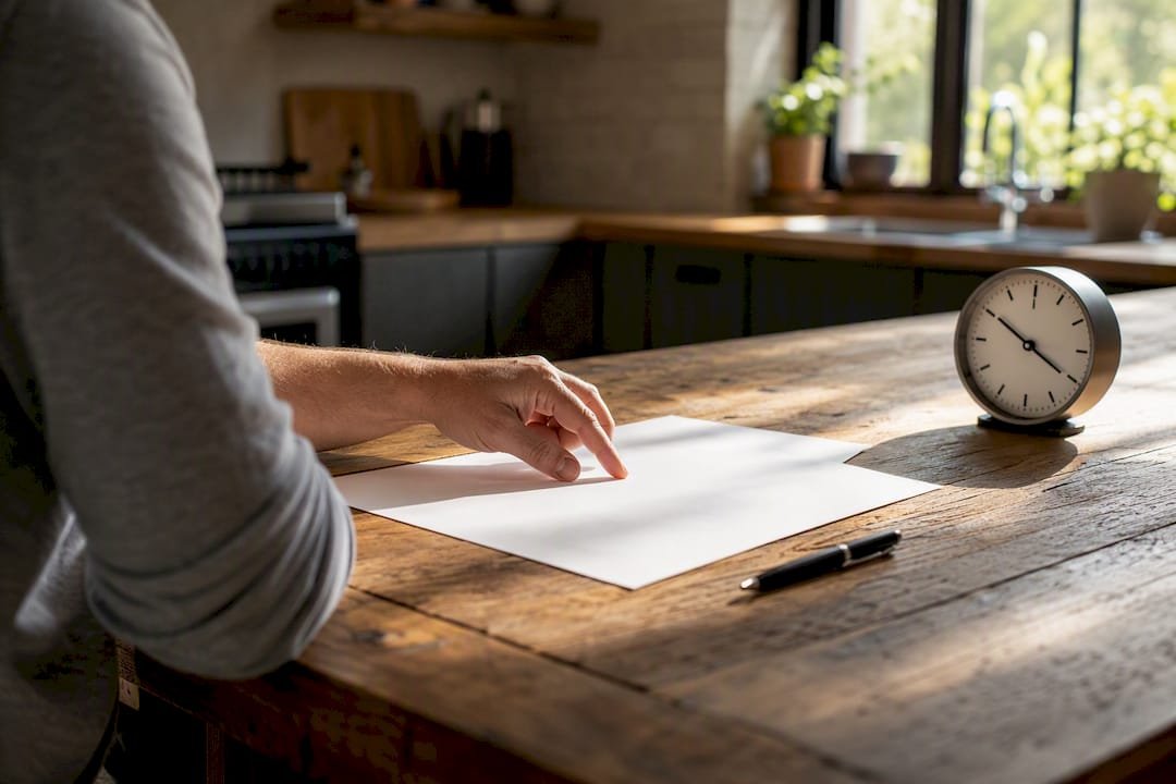 Hand pointing to contract during client consultation