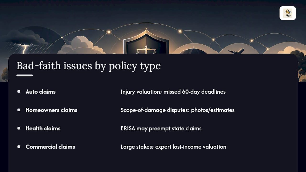 Comparison of four insurance claim types