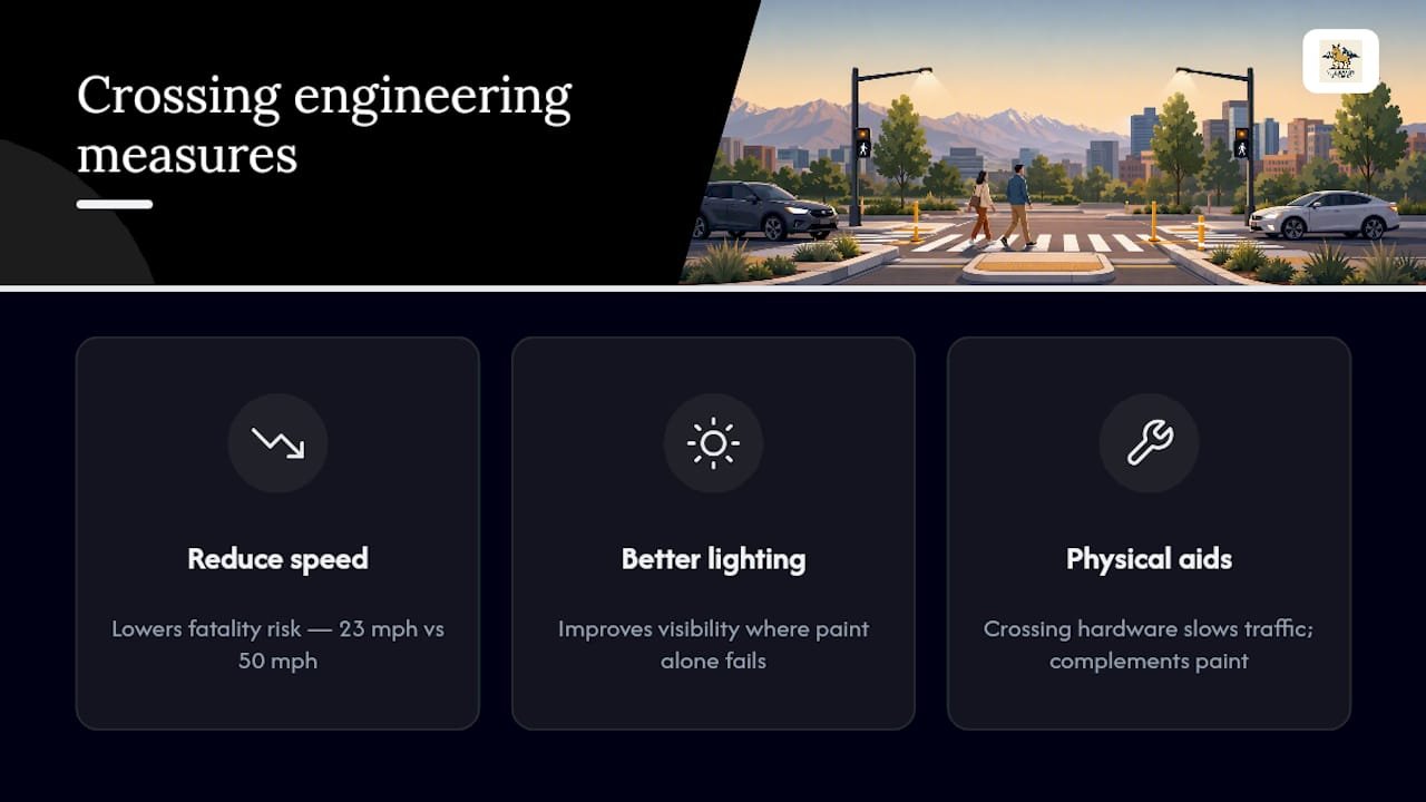 Three engineering measures for safer crosswalks