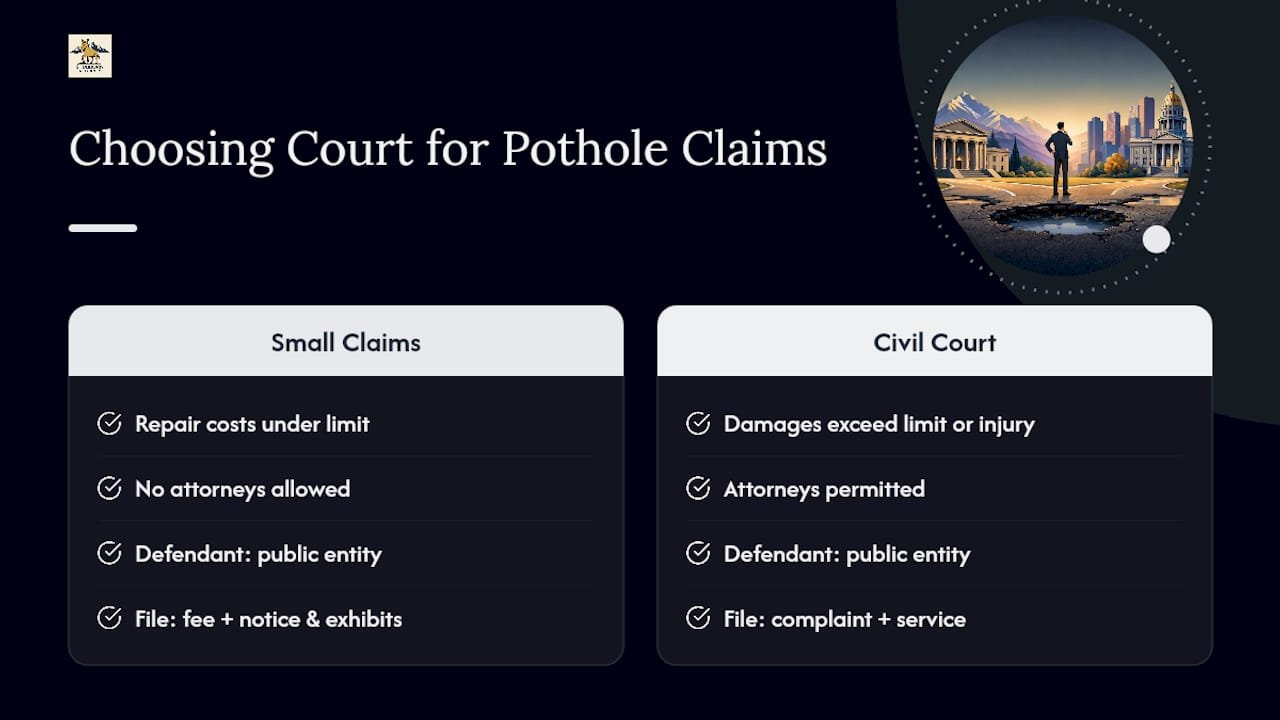 How Do You Sue a Government Entity for Pothole Damage? — overview diagram