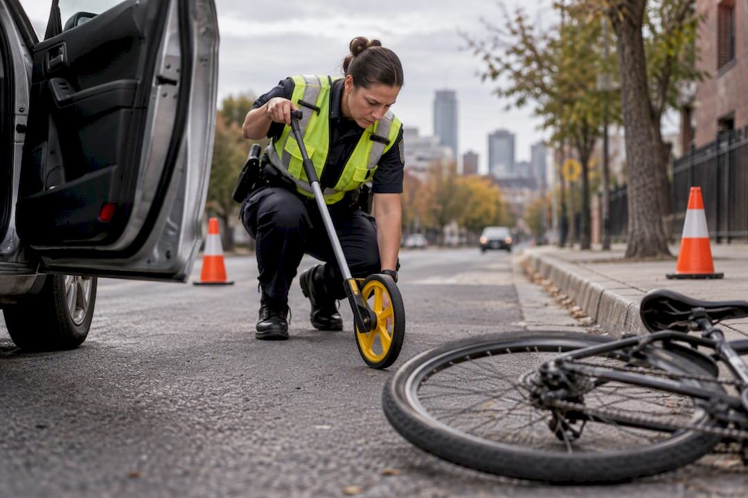 Officer documenting bicycle crash scene