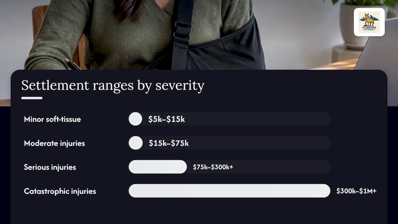 Colorado settlement ranges by injury severity — overview diagram