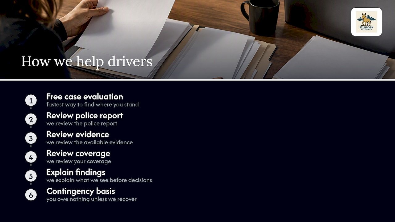 How We Help Colorado Drivers After a Lane-Change Crash — overview diagram