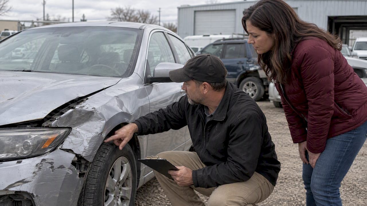 Owner reviewing total loss vehicle appraisal
