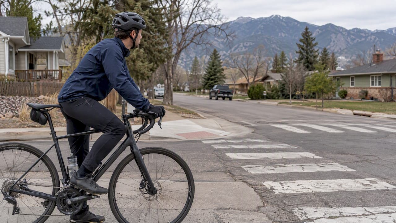 Cyclist slowing at a Colorado Springs intersection