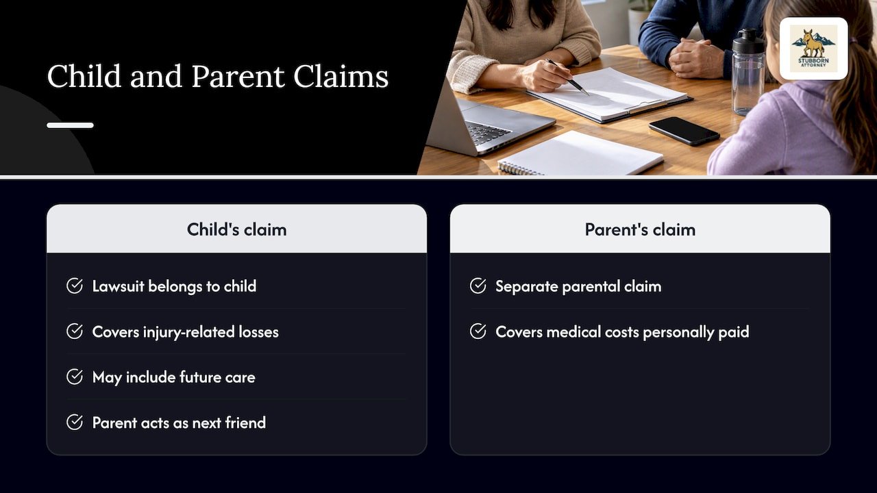 Child injury claim and parent medical expense claim