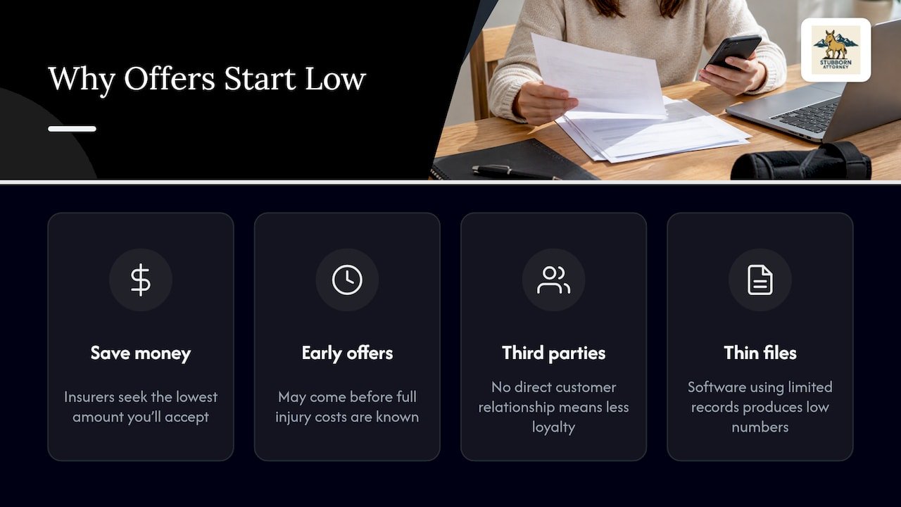 Why insurers make low offers — overview diagram